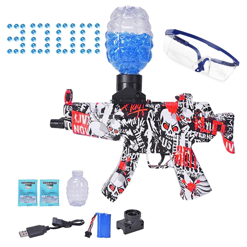 Soft Bullet Gun Mp5 Electric Gel Blaster Gun With 3000 Gel Ball Bullets Water Beads Submachine 