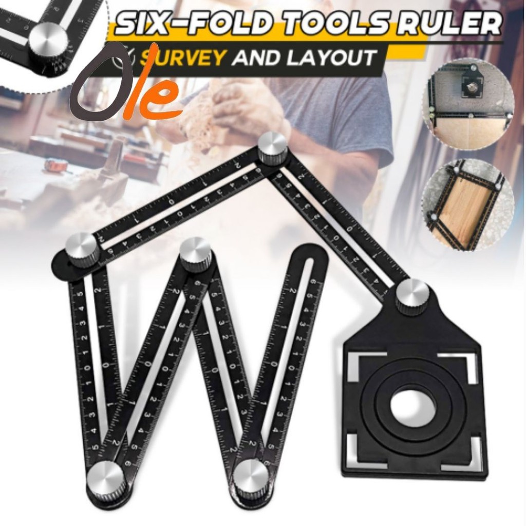 Multi Template 6 Folding Rulers Puncher Carpentry Angle Ruler with ...