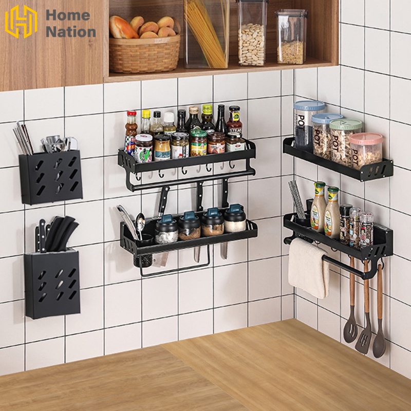 HN BIG SALE Spice Rack Wall Mounted Condiments Rack Condiments