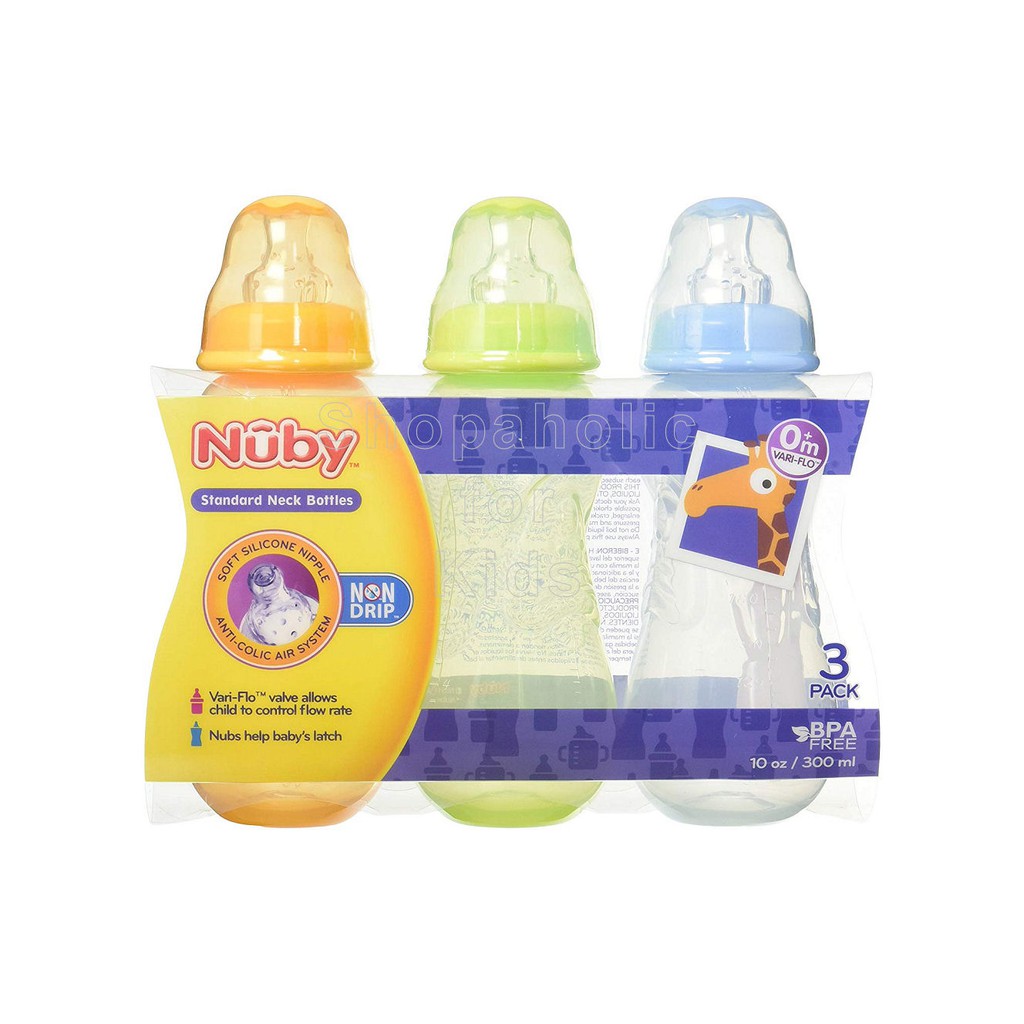 Nuby Non-Drip Standard Neck Bottles 10oz - Pack of 3 s4kph baby infant ...