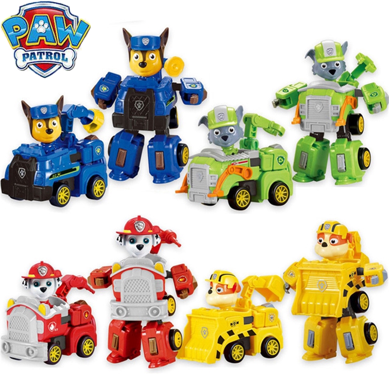 Paw Patrol Robocar Chase Rubble Marshall Robot ...