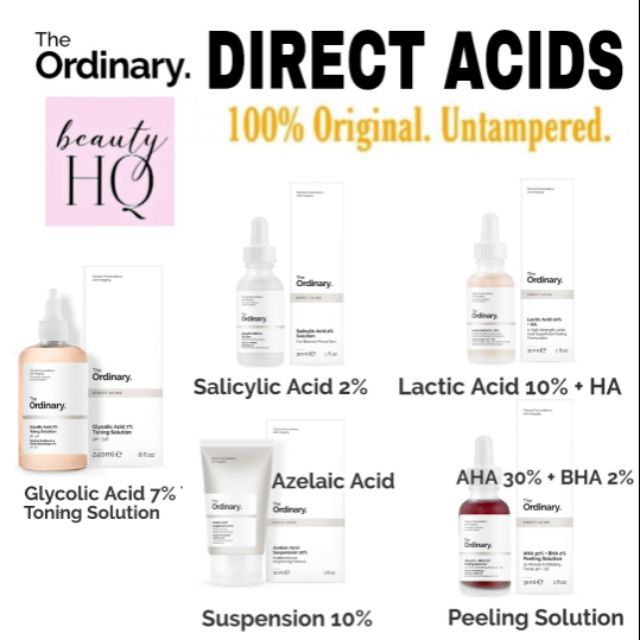 THE ORDINARY. DIRECT ACIDS (Salicylic masque, Lactic, Glycolic, Azelaic