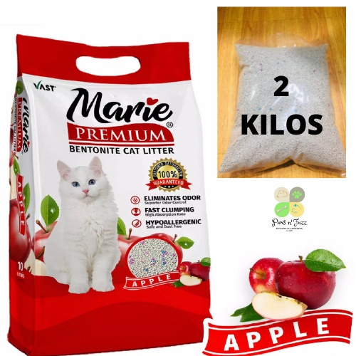 2 Kilos Marie Premium Cat Litter Repacked ( Apple, Sakura &Green Tea ...