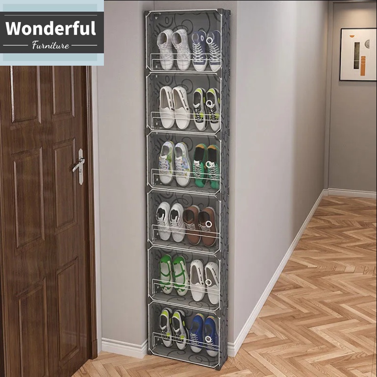 In Stock/Slim Shoe 15cm 6 Layer Shoe Rack, Shoe Rack Organizer With Dustproof Cover