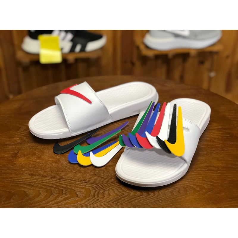 colorful nike flip flops