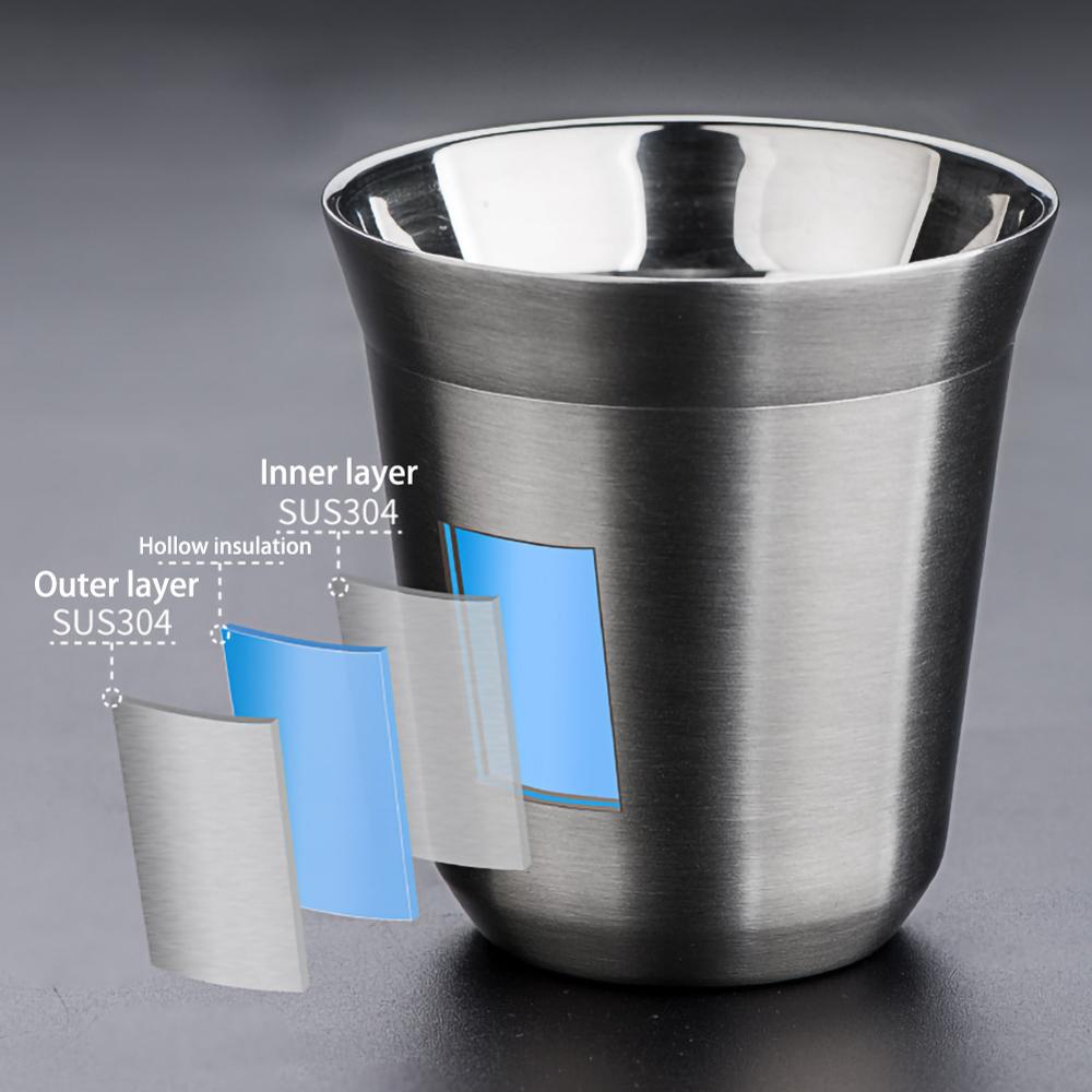 Espresso Mugs 80ml 160ml Set of 2 ,Stainless Steel Espresso Cups