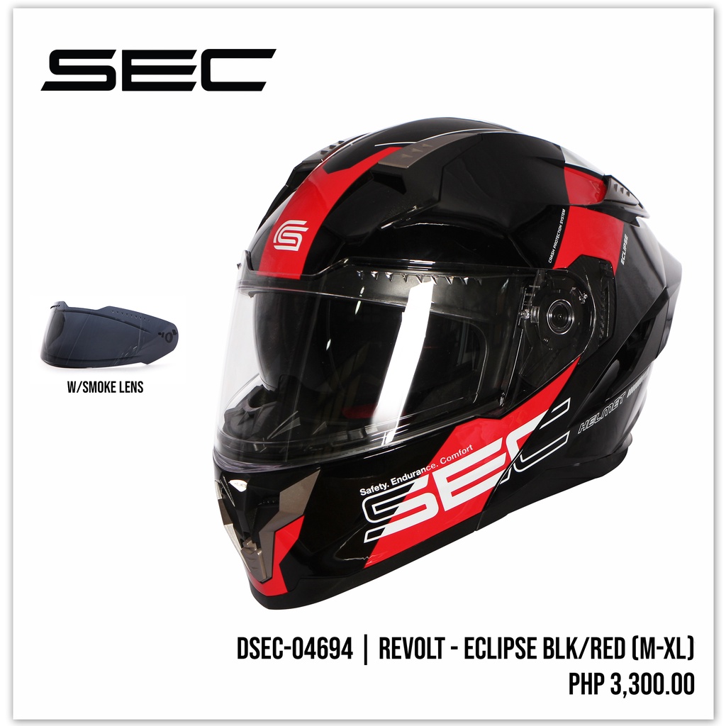 DSEC 04694 Sec Revolt Eclipse Modular Dual Visor Helmet with Smoke
