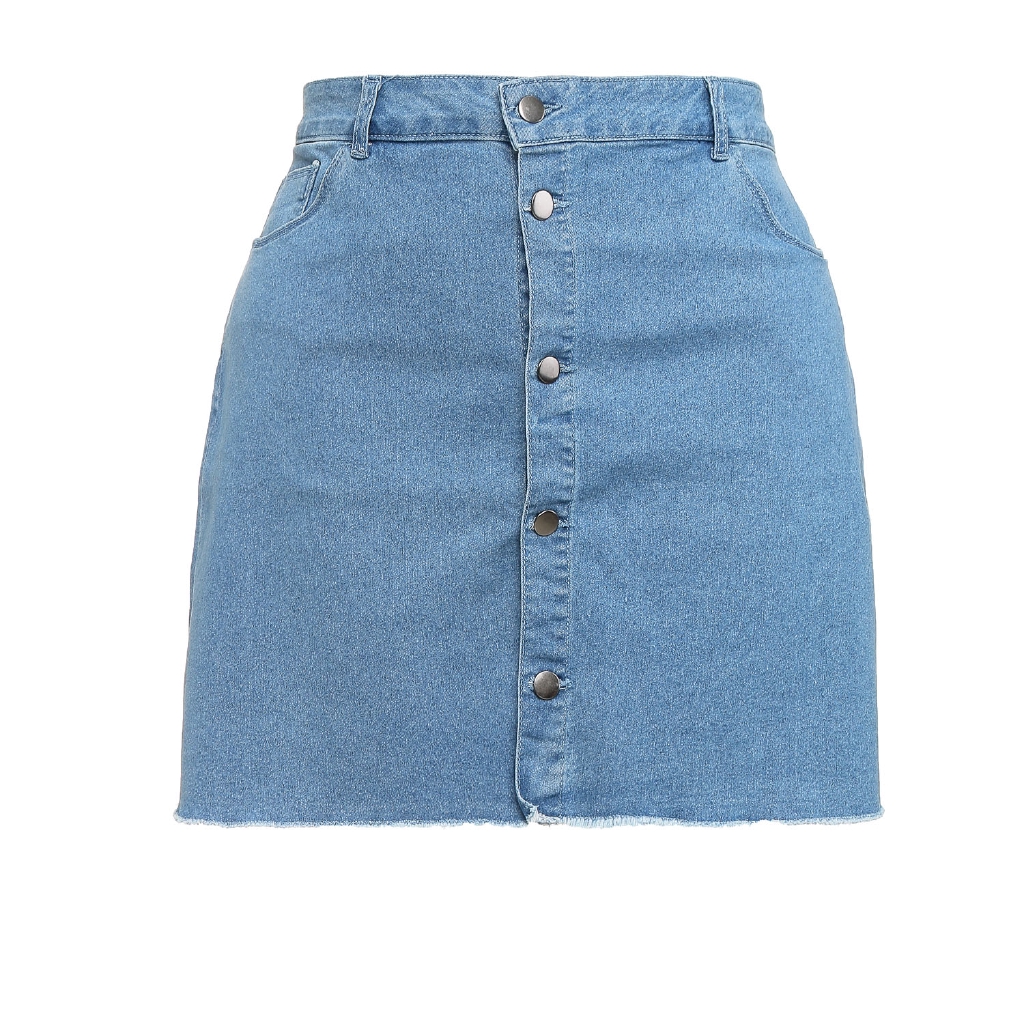 plus size button down denim skirt