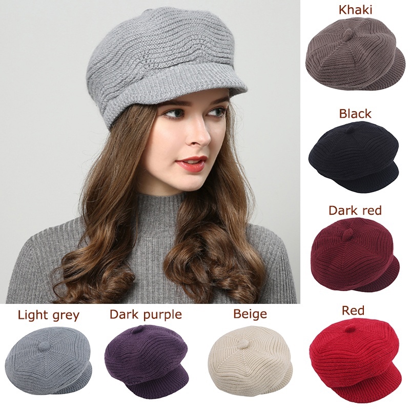 Plus Velvet Knitted Warm Peaked Cap 