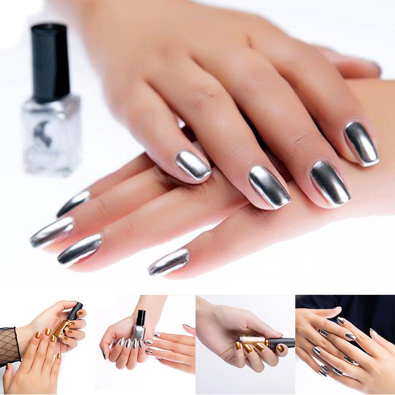 Women Metallic Nail Polish Magic Mirror Effect Chrome Silver Golden