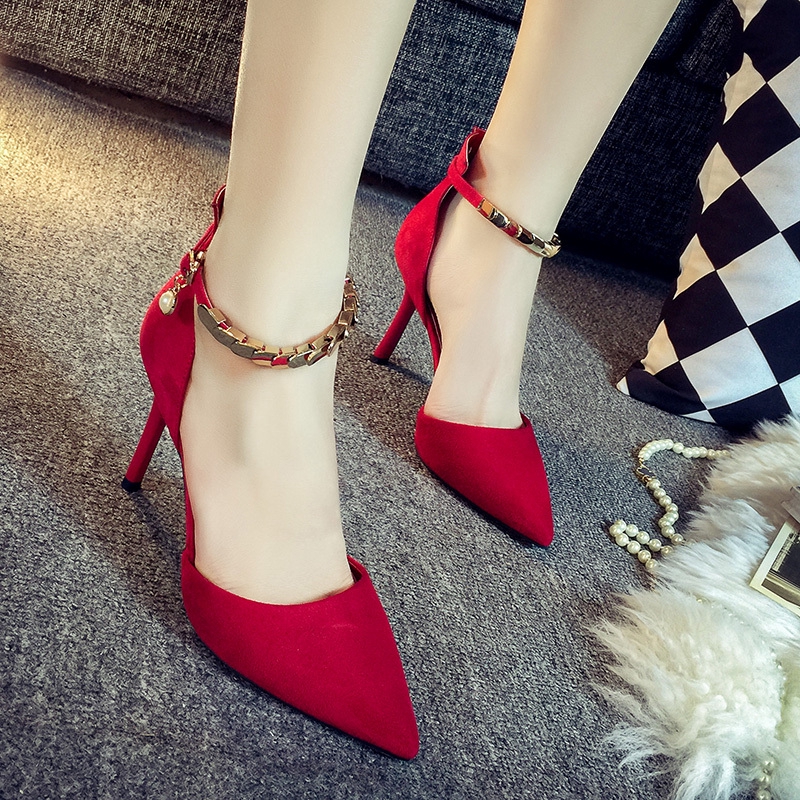 red thin heels
