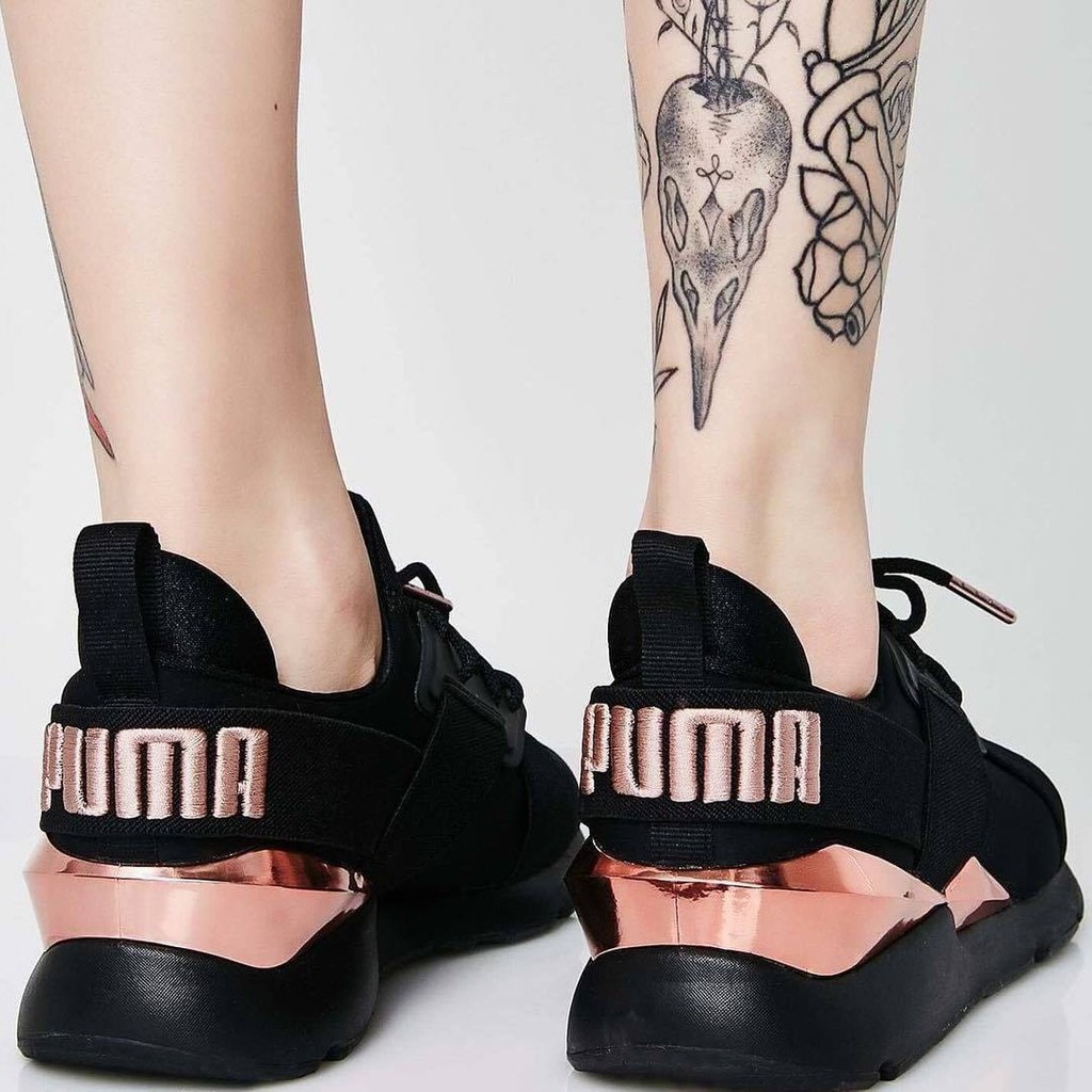 black and rose gold puma shoes