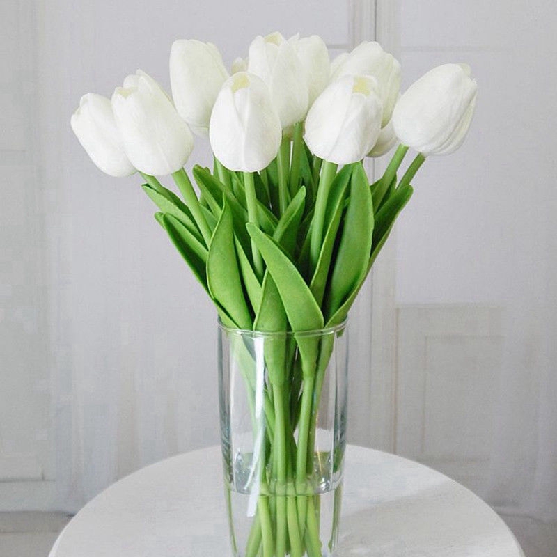10 Pcs Tulip Artificial Flowers / Real Touch Decorative Fake Flower Bouquet / Office,Hotel,Home Wedding Party DIY indoor Decoration