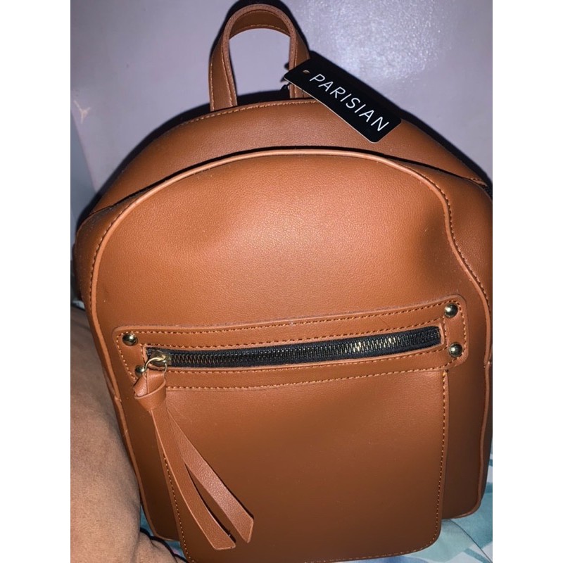 Parisian brown leather backpack Shopee Philippines