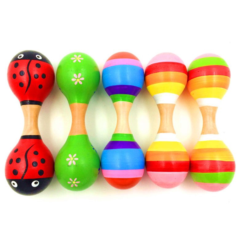 wooden baby maracas rattle