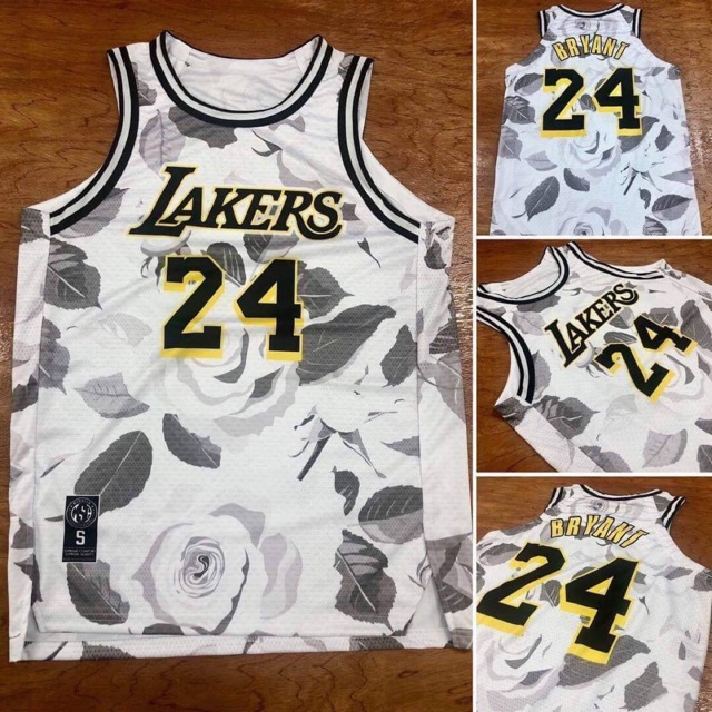 NBA LAKERS JERSEY WHITE FLORAL | Shopee 