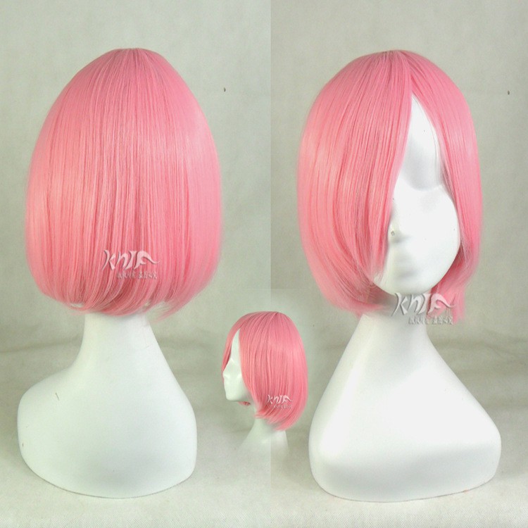 Kano Pink Short Hair Long Bangs Anime Cosplay Wig Fire Shadow