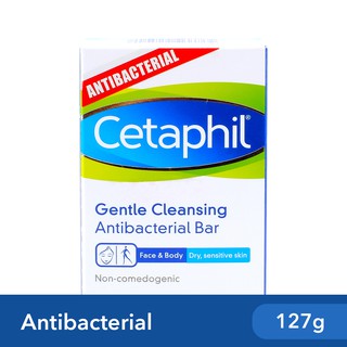 Cetaphil Gentle Cleansing Antibacterial Bar 127g [For Dry and Sensitive Skin / Body Bar Soap]
