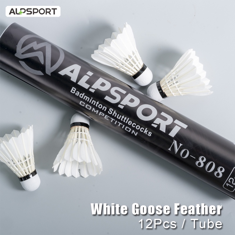Alpsport 808 12Pcs/Tube White Goose Feather Durable Badminton