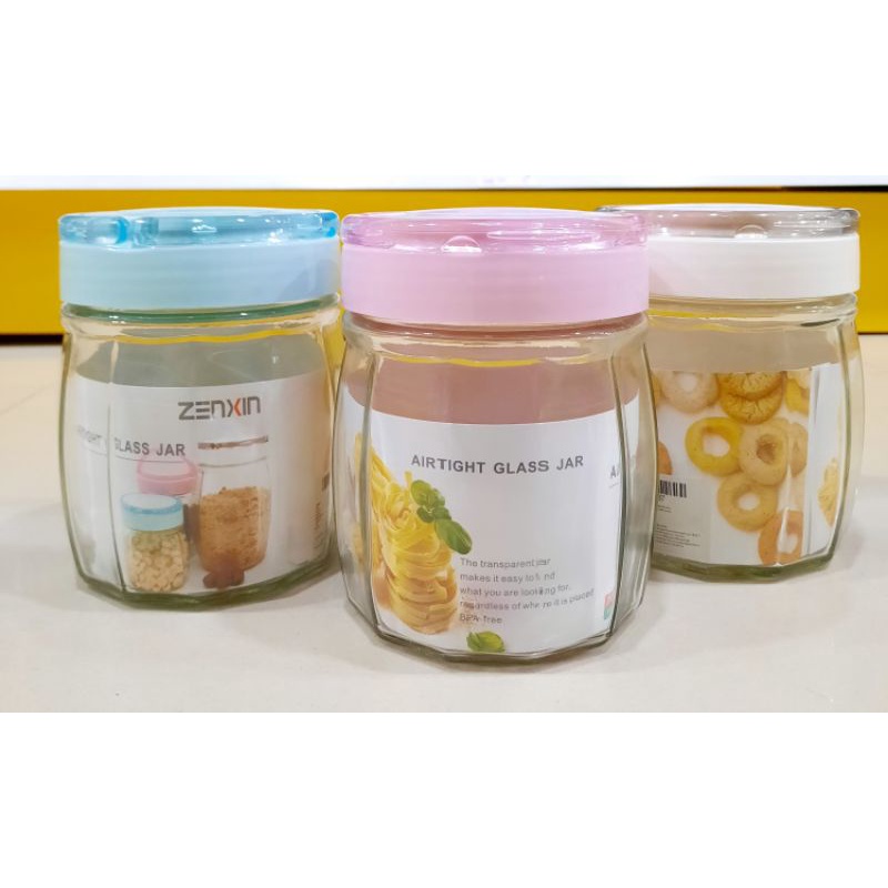 Pastel colored glass jar with carrying lid (700ml.800 ml.) Shopee
