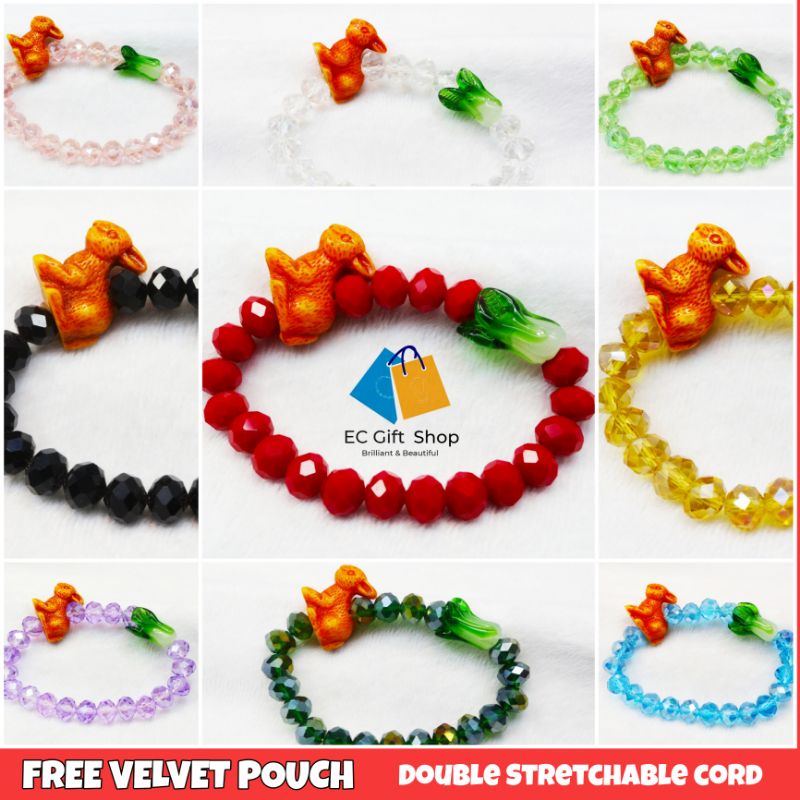 2023 Year of the Rabbit Lucky charm bracelet with Pechay 10mm beads