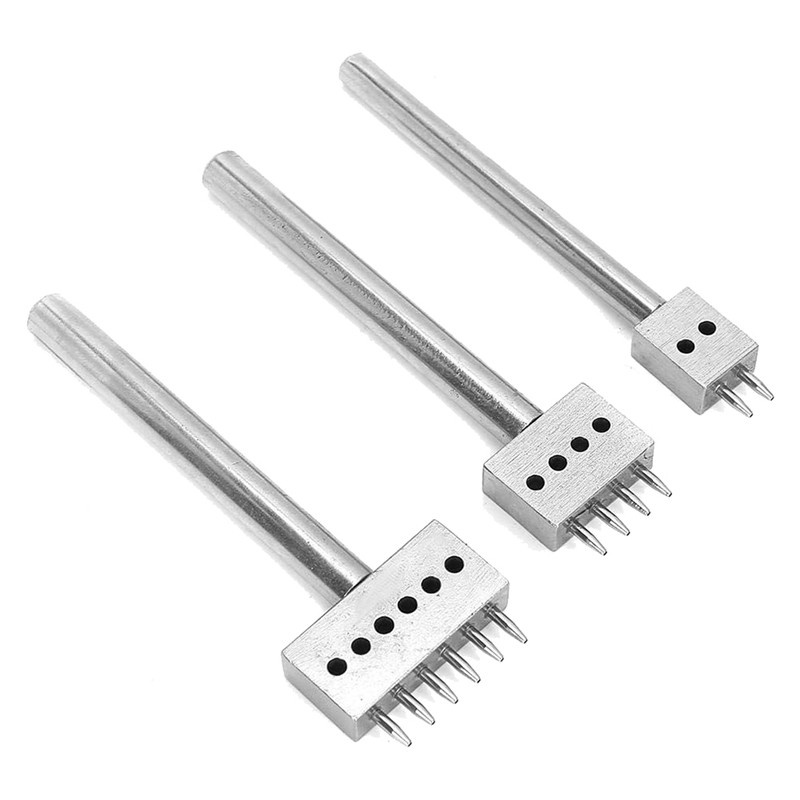 3 Pcs Leather Stitching Tool with Different Prong Head Spacing Hole Puncher,for DIY Lacing Stitching Chisel Leather(6mm)