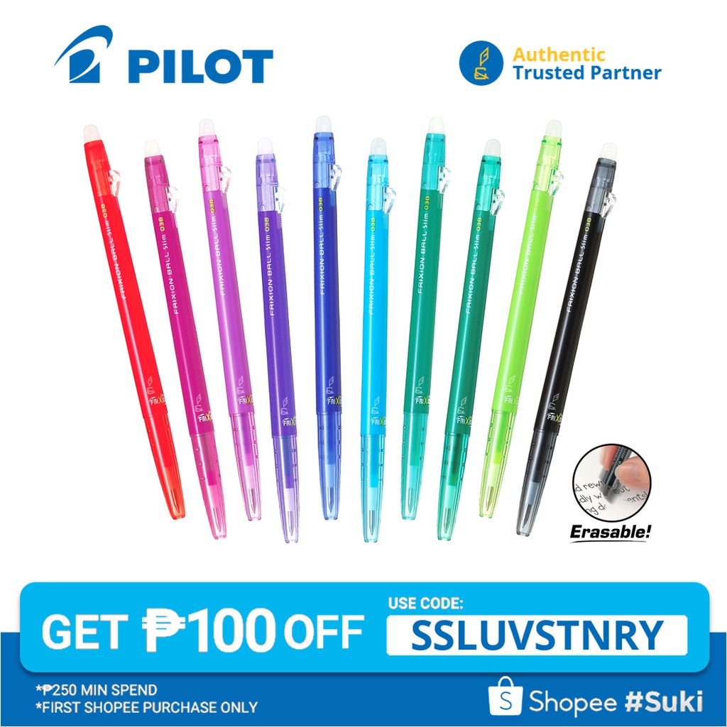 Pilot Frixion Ball Slim Retractable Erasable Pen 0 38 Mm Shopee Philippines