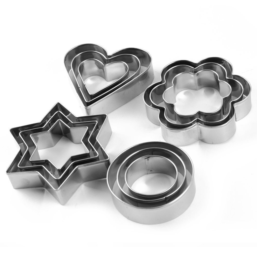 4 Different Shape Cookie Cutter 12pcs Stainless Steel Cookie Cutter