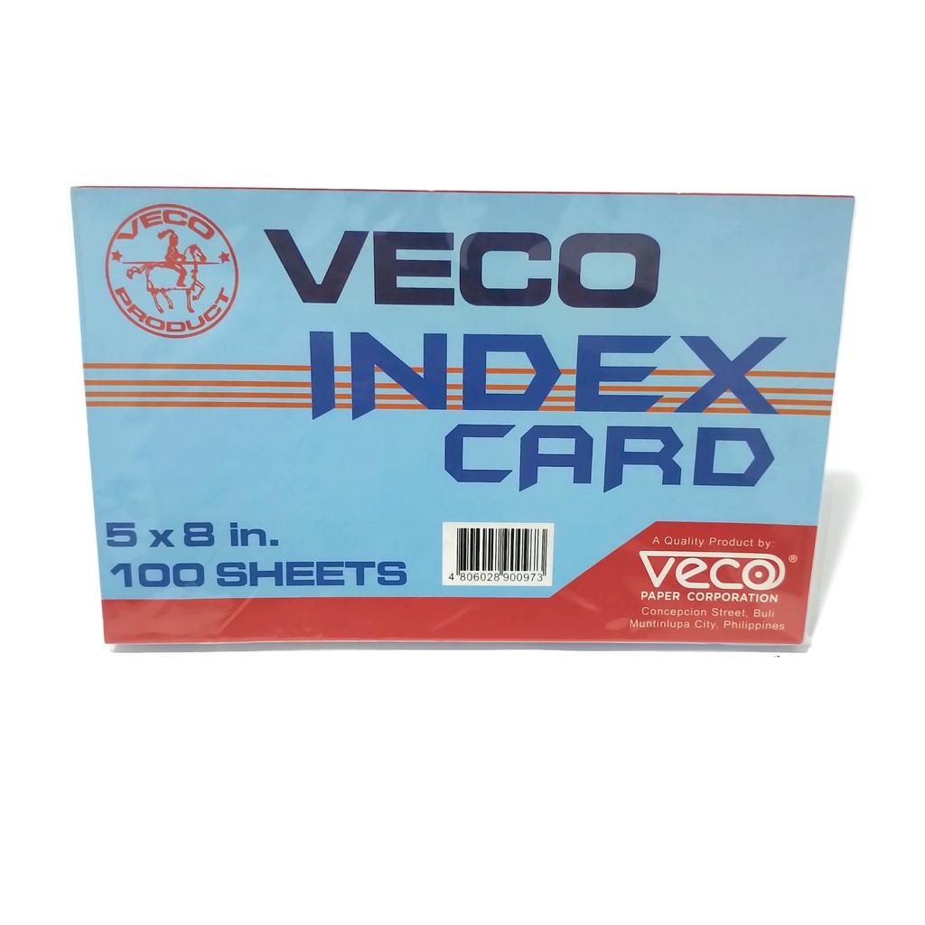 VECO Index Card (White) 1/2 (5"x 8") , 1/4 (4"x 6"), 1/8