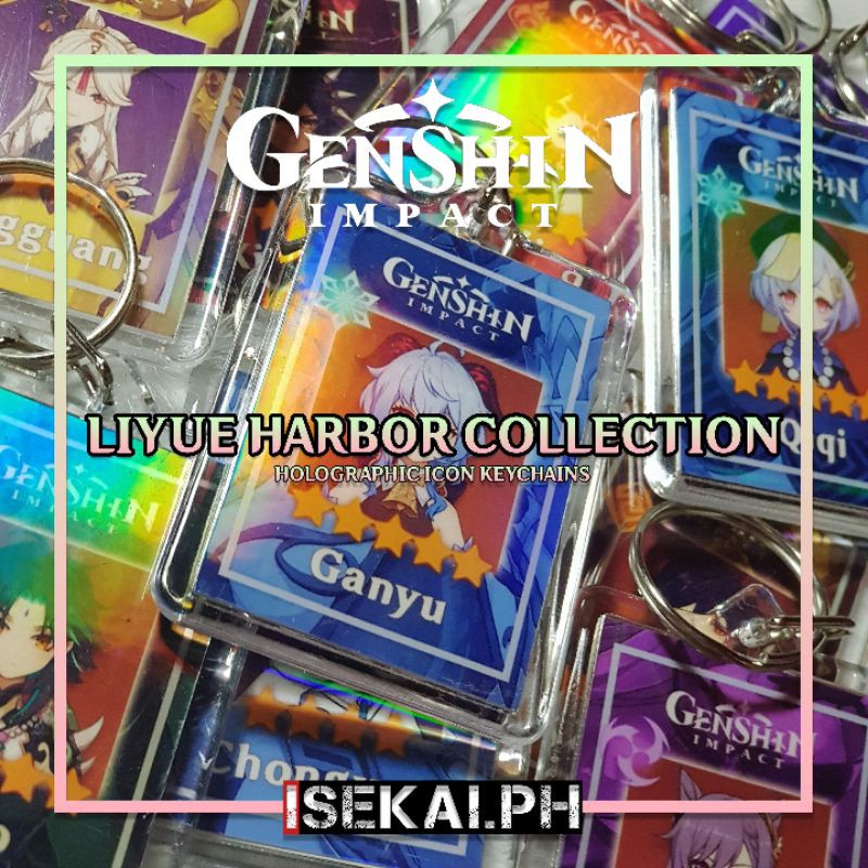 Genshin Impact Holographic Icon Keychains Liyue Harbor Collection