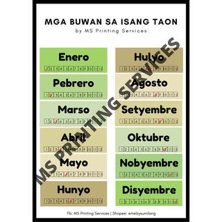 Laminated Chart (Mga Buwan sa Isang Taon) | Shopee Philippines
