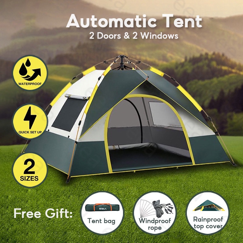 Automatic Tent 4-6 People Four-Sided Door Window camping Outdoor Tent ...