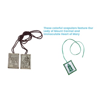 Our Lady of Mount Carmel Brown Cloth Scapular 81114 & Green Cloth Scapular Immaculate Heart of Mary 81142 #4