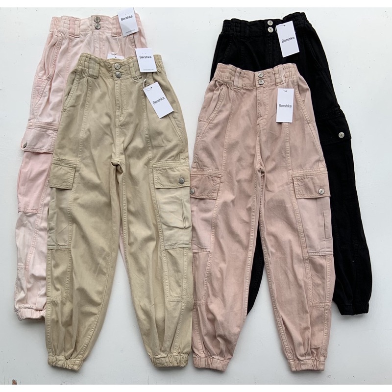 BERSHKA High Waist Ladies Cargo Pants Shopee Philippines