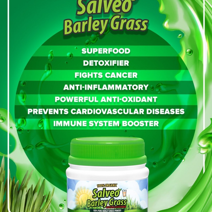 SUPER SALE! Salveo Barley Grass Powder Juice (1 JAR / 180 GRAMS / 90 Servings) 100% Pure & Organic