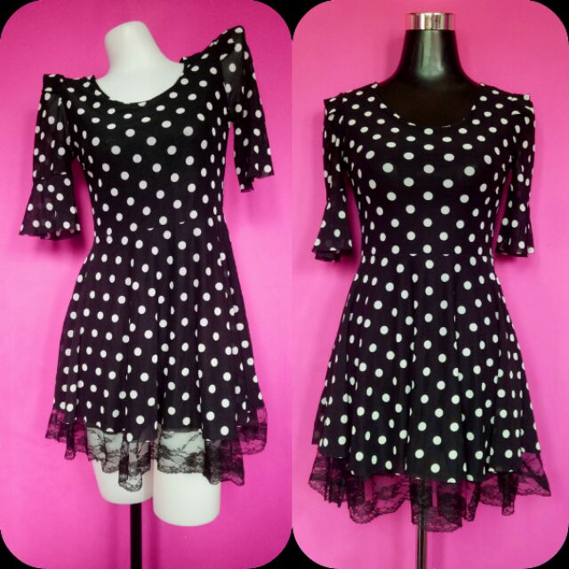 polka dot bell sleeve dress