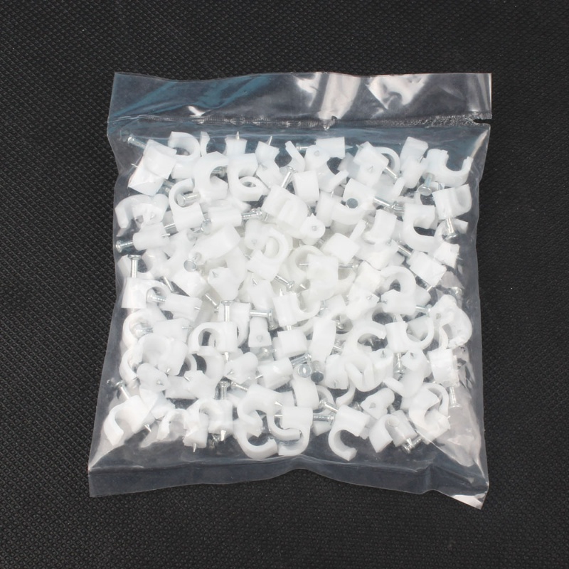 50pcs/bag10mm round steel nail cable clamps for LAN cable wall nail holder Shopee