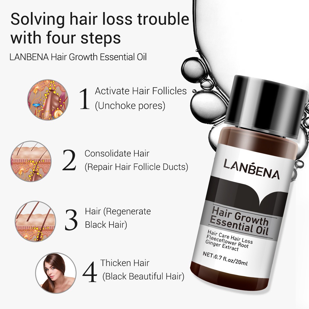 LANBENA Natural Fast Powerful Hair Growth Essence Anti Hair Loss Essential  Oil