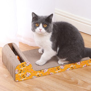 Cat Corrugated Scratcher P Shape Cardboard Toy Scratch Pad w/ Catnip