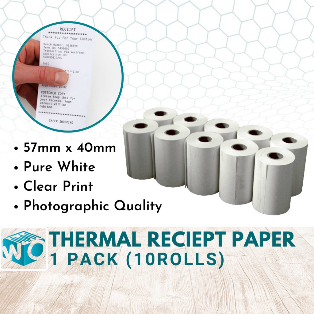 10 Rolls Thermal paper 57mm x 40mm Cash Register paper for Thermal