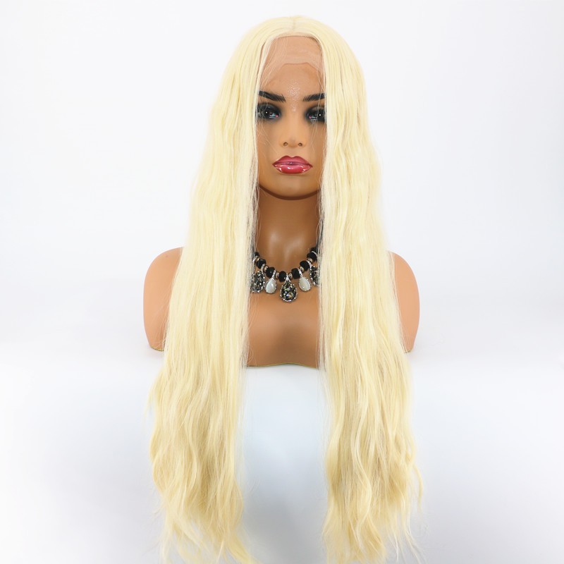 long curly platinum blonde wig