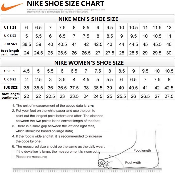 nike mens shoe size chart
