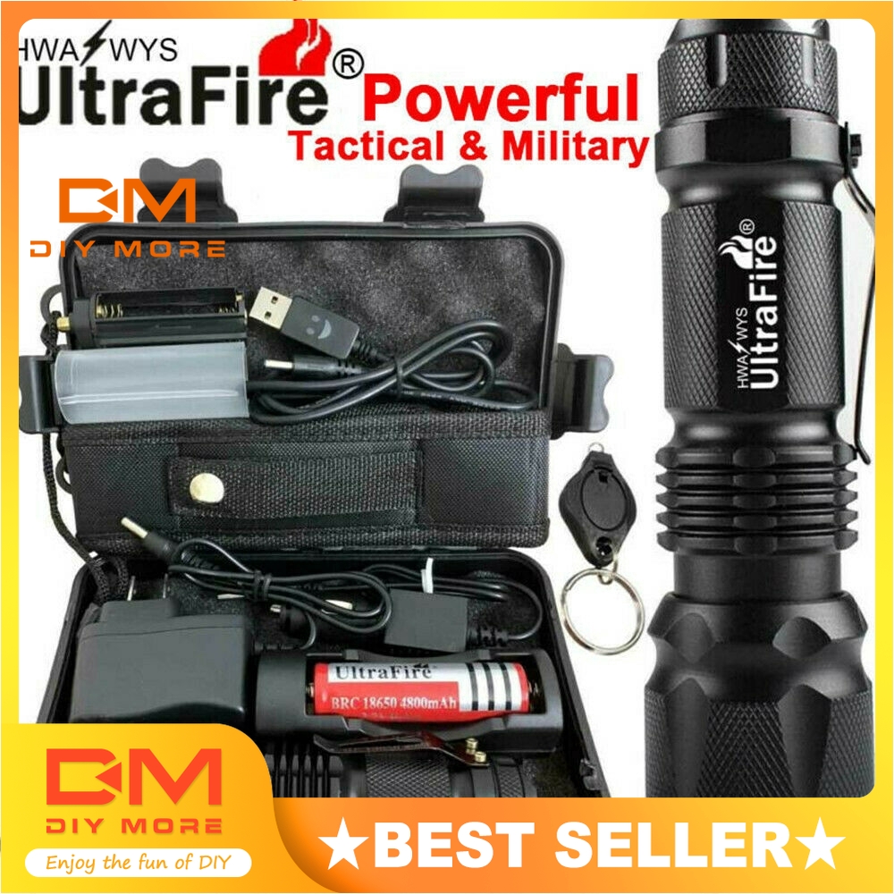 Ultrafire Flashlight 100000LM T6 LED Tactical Military Torch Zoomable Headlamp 