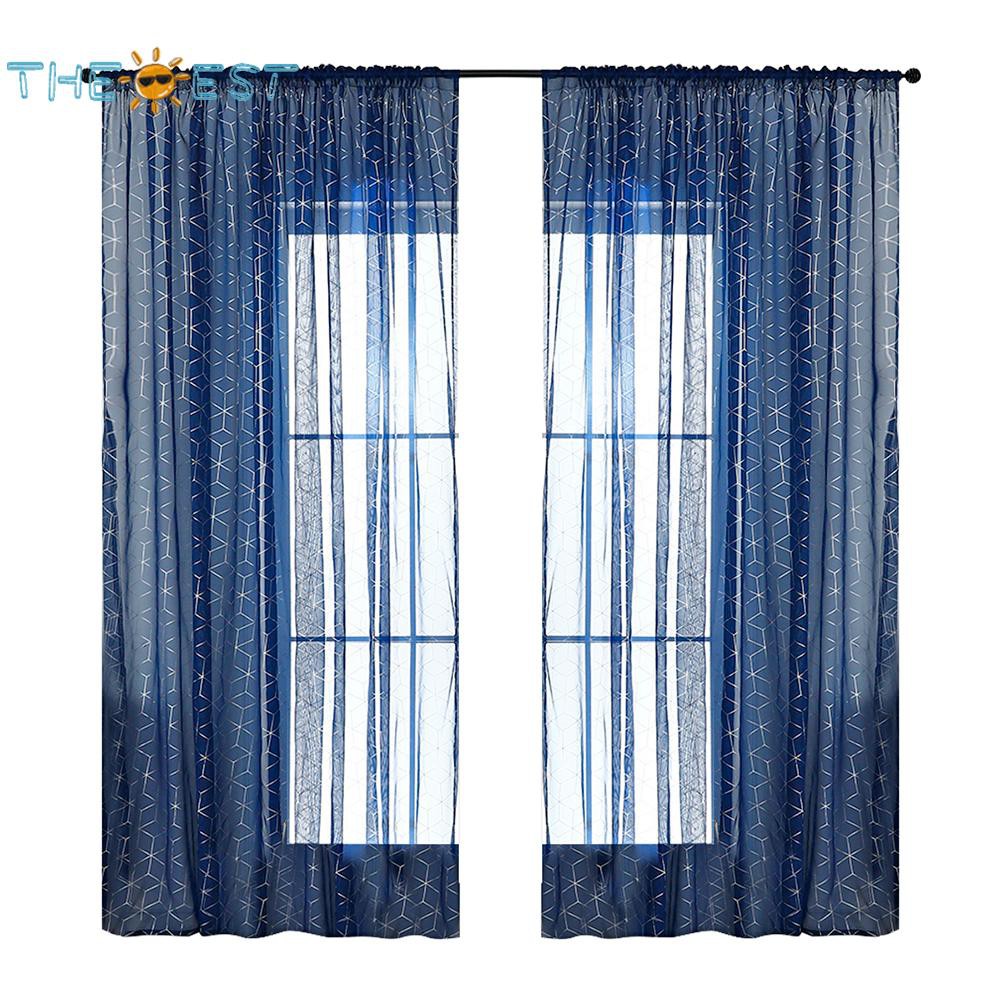 1x2 5m Navy Blue Window Screening Modern Voile Tulle Sheer Bedroom Curtains Shopee Philippines