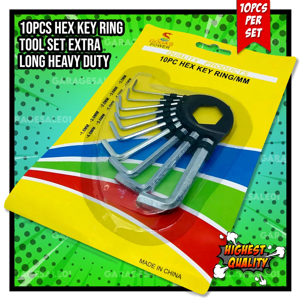 10Piece Metric Hex Key Ring Set Shopee Philippines