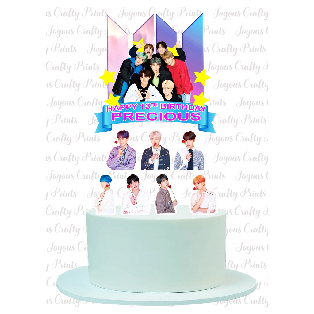 BTS CAKE TOPPER PERSONALIZED WITH NAME AND AGE | Shopee Philippines