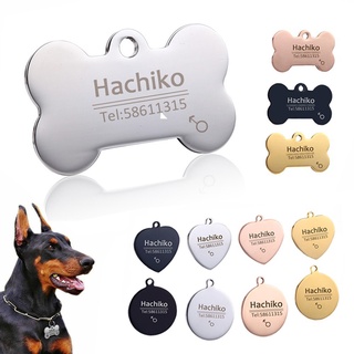 【Ready Stock】✣▧Personalized Stainless Steel Name Engraved ID Tags for Dog Collar Anti-Lost Pet Namep