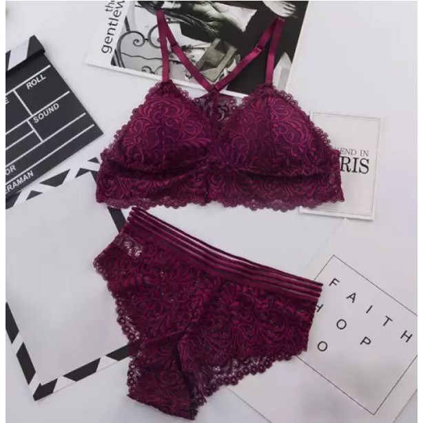 lace bralette and panty set