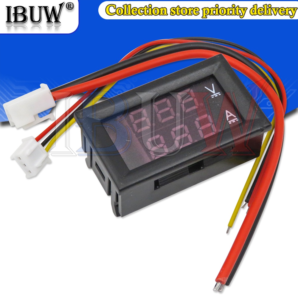 1PCS 0.28" Red Blue LED DC 0100V 10A Digital Voltmeter Ammeter Dual