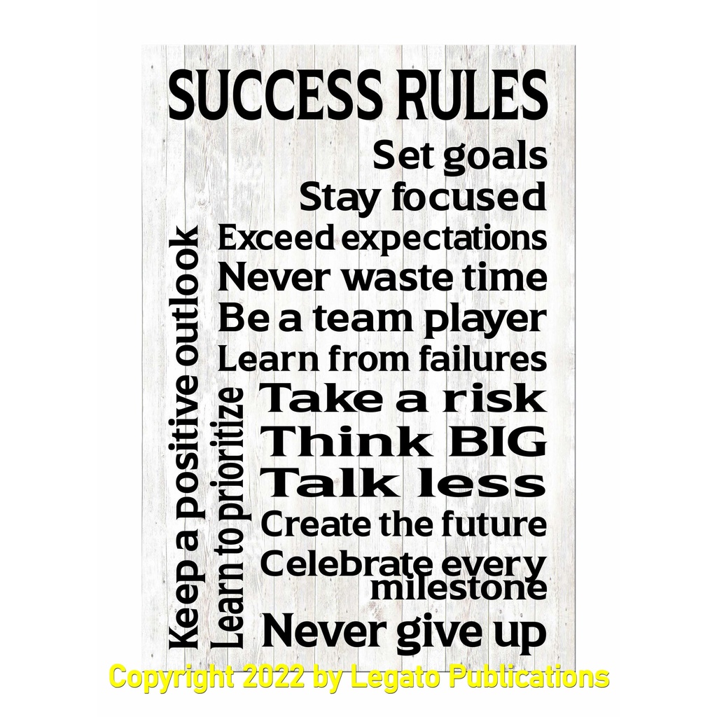 Success Rules Inspirational Motivational Home Decor Wall Decor Rustic Retro Inspired 11”X16”